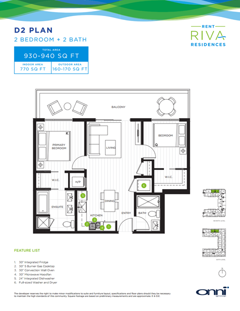 Floor plan for 2 beds, 2 baths, 764 sqft